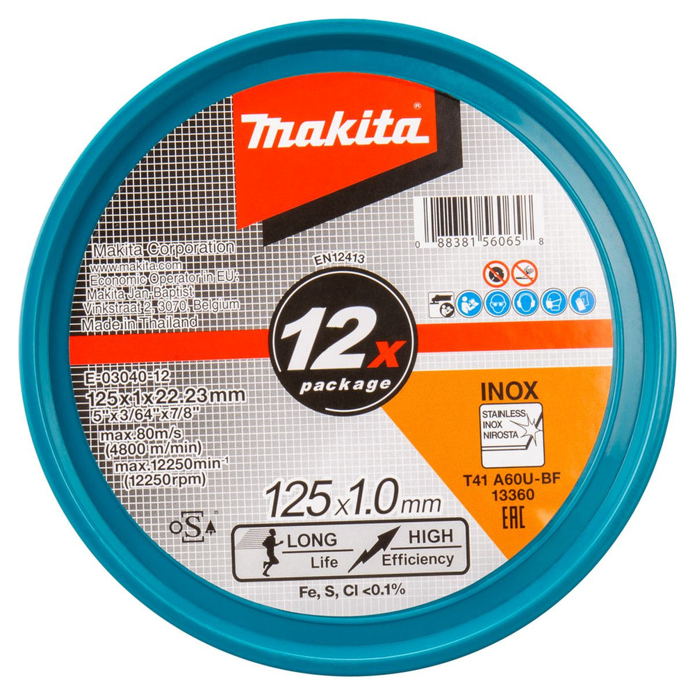 Disco de corte de acero inoxidable Makita de 12 unidades E-03040-12 nuevo — Nuevo