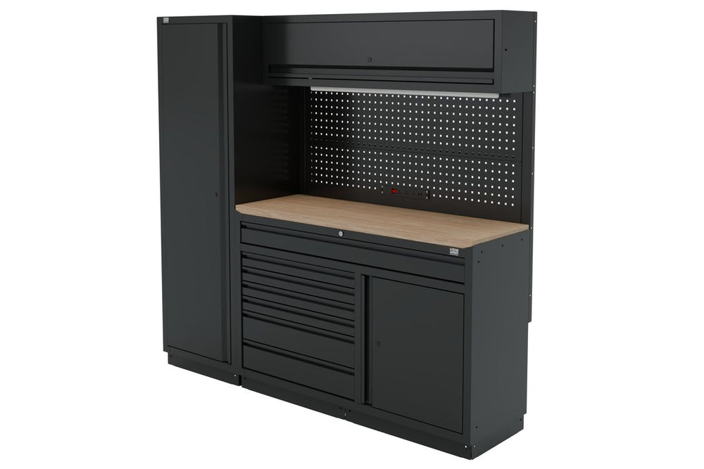 Sistema de mesa de trabajo modular HBM de 6 piezas, negro nuevo — Nuevo