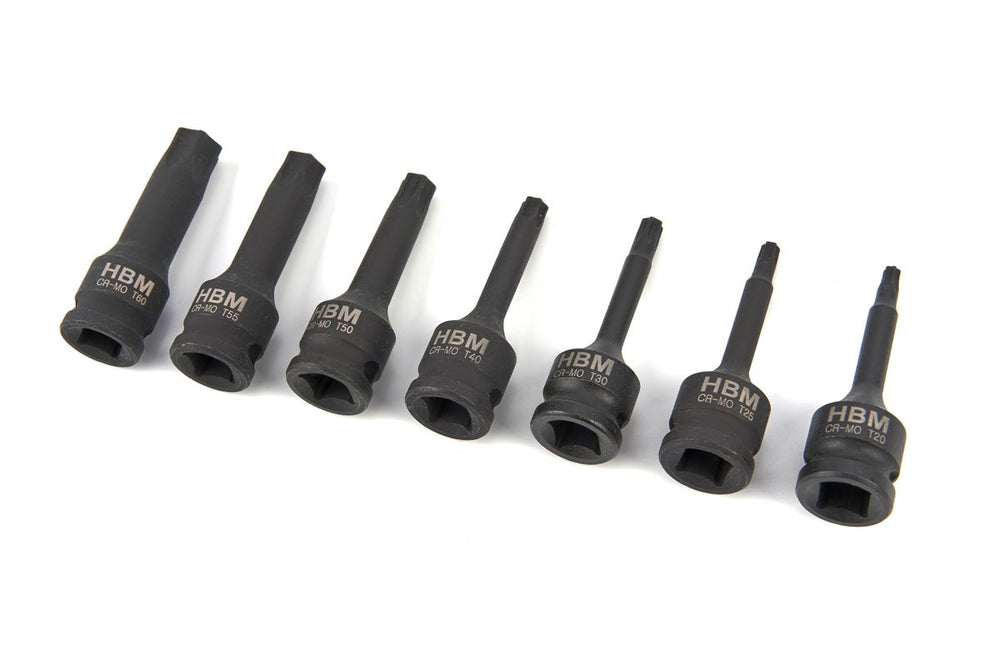 Set de 7 piezas de vaso Torx largo HBM con toma de 3/8 pulgadas nuevo — Nuevo