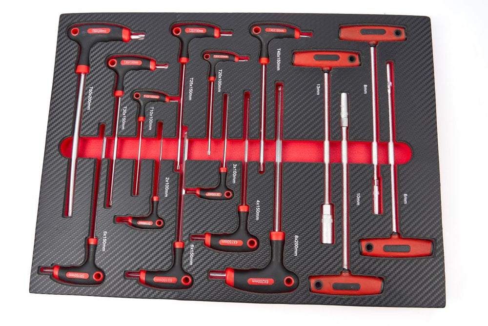 HBM Juego de 16 piezas T-grip en espuma de carbono para carro de herramientas nuevo — Nuevo