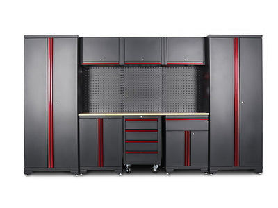 Sistema de banco de trabajo modular HBM, 12 piezas, negro y rojo nuevo — Nuevo