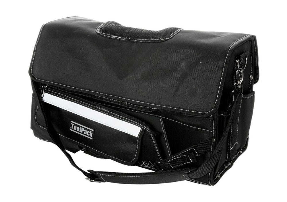 ToolPack Funda de Herramientas Robusta, Asas de Metal, Banda Reflectante, Tapa Protectora Extraíble, Correa de Transporte Ajustable nuevo — Nuevo