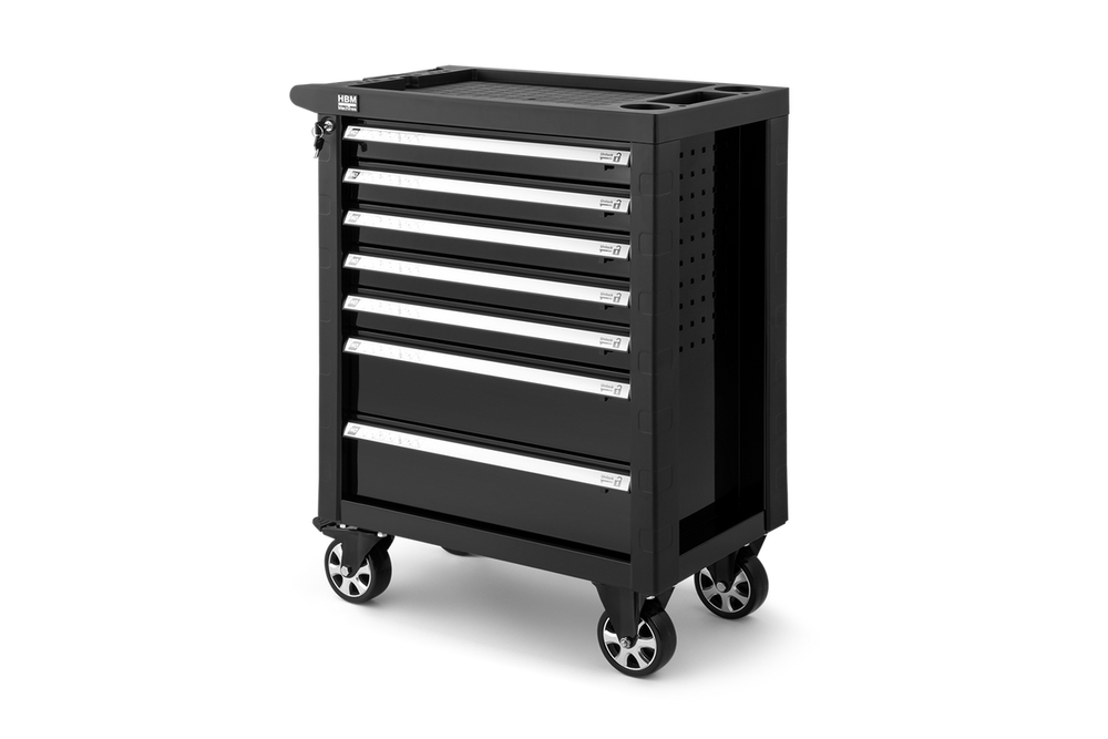 Carro de herramientas HBM 7 cajones, 76,5 cm, negro nuevo — Nuevo