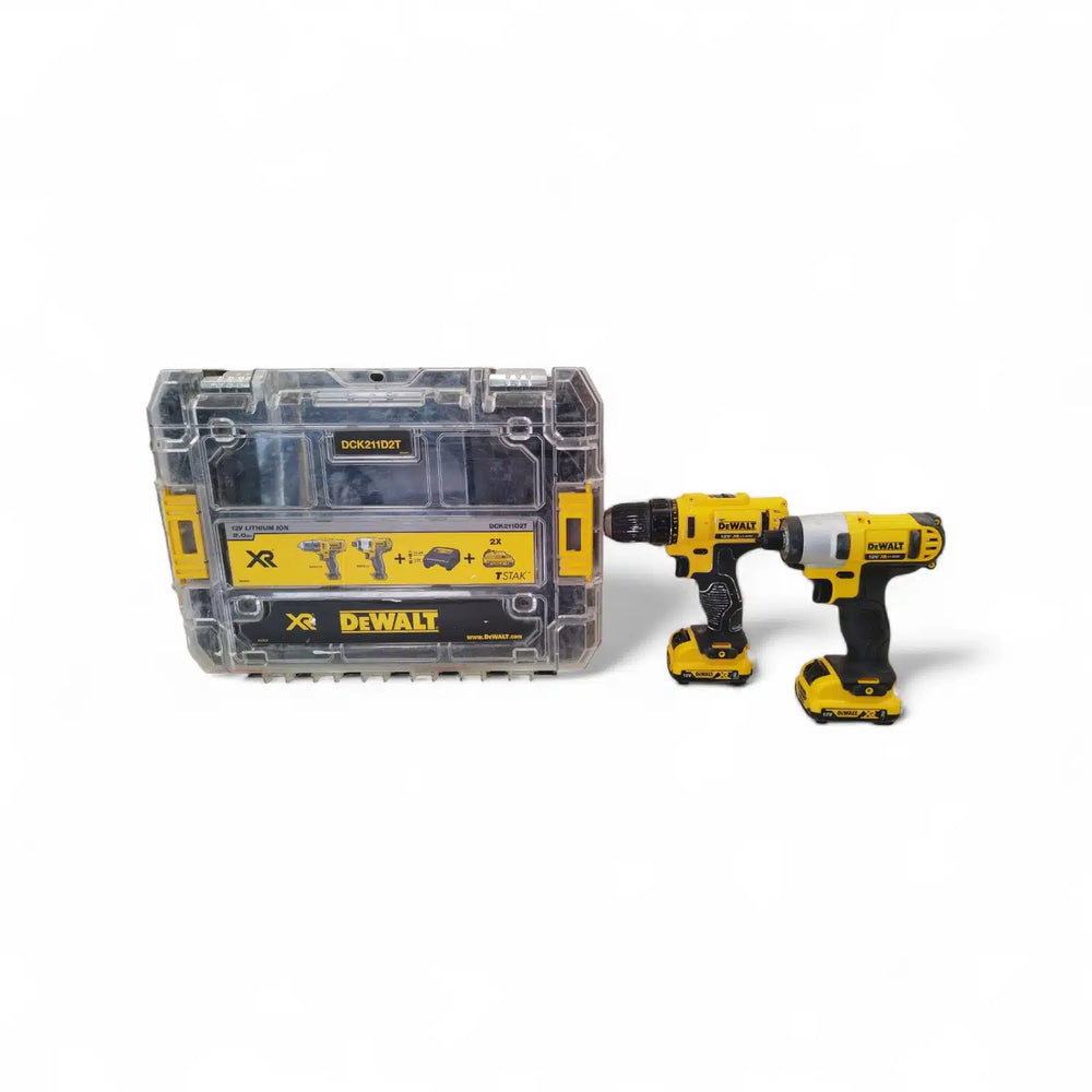 DEWALT ATORNILLADOR + IMPACTO 12V/XR DCK211D2T + 2 BATERIAS + CARGADOR + MALETIN de segunda mano · Atornilladores — Bueno