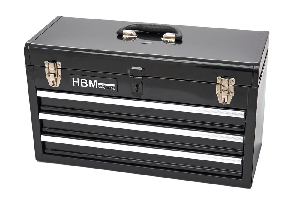 Caja de herramientas HBM con 3 cajones, negro nuevo — Nuevo