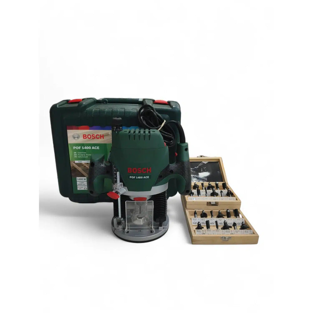 FRESADORA BOSCH POF 1400 ACE 1400W+MALETIN Y FRESAS de segunda mano — Como nuevo