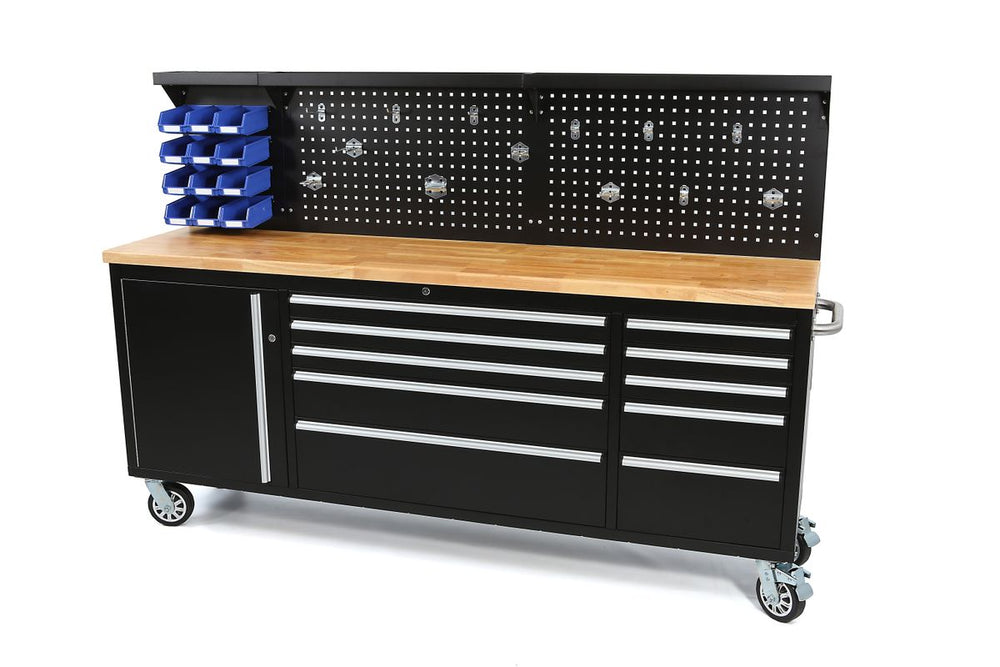 Carro de herramientas HBM con pared trasera de 215 cm, negro nuevo — Nuevo