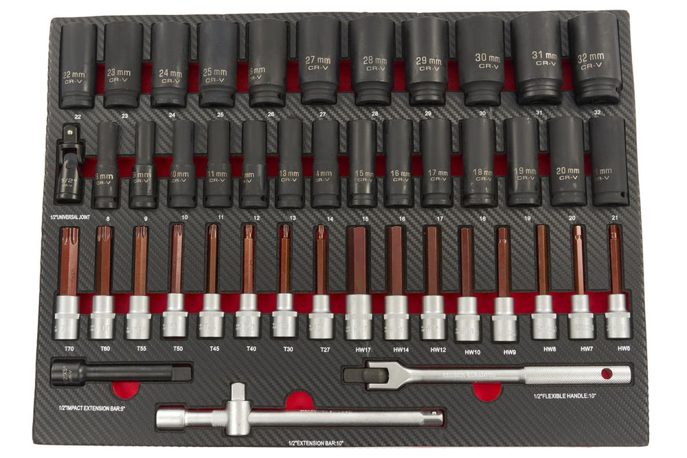 HBM 45 Piezas de Copa y Juego de Bits en inserto de espuma de carbono para carro de herramientas nuevo — Nuevo