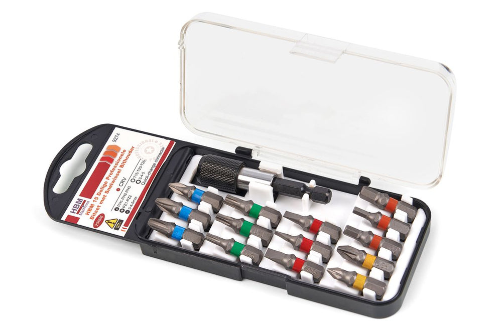 Juego de Bits Profesional HBM de 15 Piezas con Portabits de Cambio Rápido nuevo — Nuevo