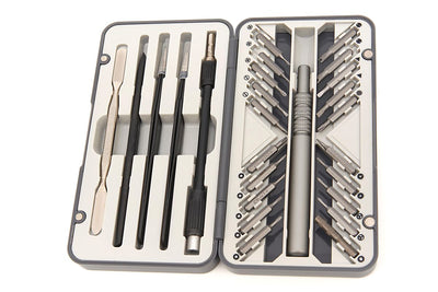 Juego de destornilladores de precisión HBM de 26 piezas, conjunto de puntas con alargador flexible, 2 pinzas y 2 espátulas universales nuevo — Nuevo
