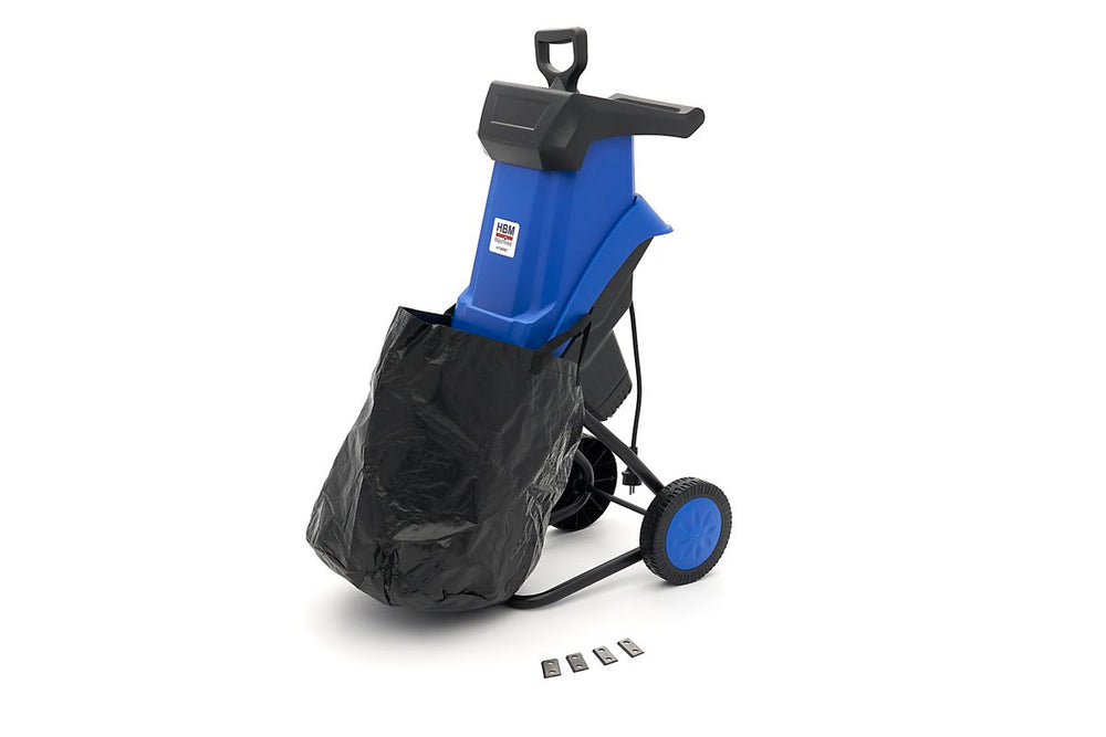 HBM Trituradora Eléctrica 2500W - Trituradora de Jardín / Trituradora de Madera para ramas de 40 mm e Incluye 2 Juegos de Cuchillas nuevo — Nuevo