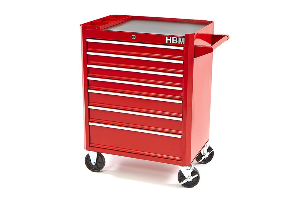 Carro de herramientas HBM de 7 cajones - Rojo nuevo — Nuevo