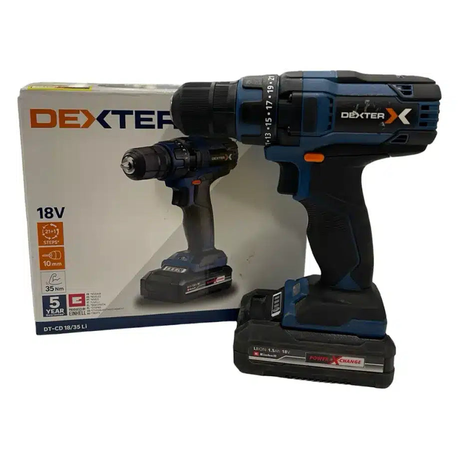 Dexter DT-CD 18/35 Li Power-Change 18V Taladro Atornillador — Verificado de segunda mano · Taladros — Bueno