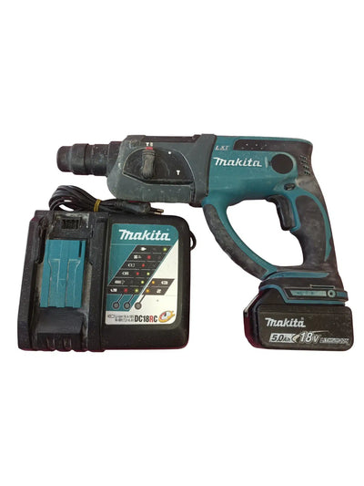 Makita DHR202 Martillo Taladro Percutor 18v 5.0Ah Verde/Negro — Verificado de segunda mano · Taladros — Bueno
