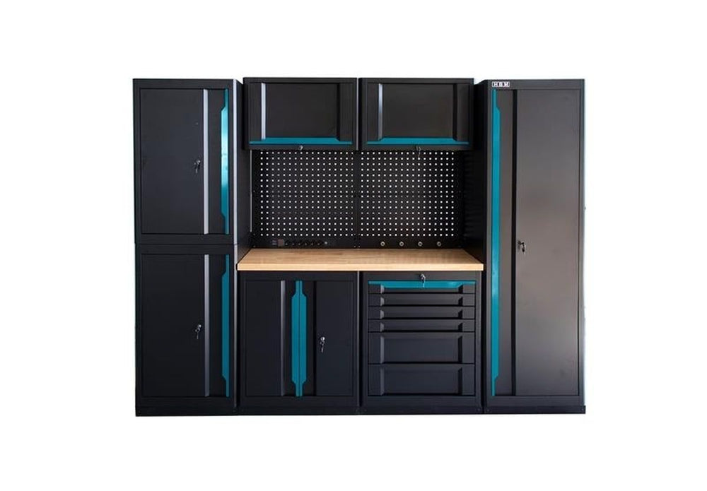 Sistema de trabajo modular HBM expert, 10 piezas, negro azul nuevo — Nuevo
