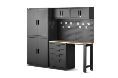 Sistema de banco de trabajo modular premium HBM, 8 piezas, negro mate nuevo — Nuevo