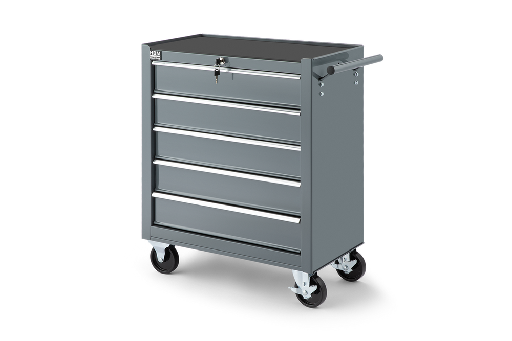 Carro de herramientas HBM 5 cajones, 62 cm, gris nuevo — Nuevo