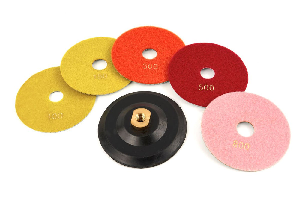 Juego de 6 discos de pulido diamantados HBM de 125 mm con almohadilla de M14 nuevo — Nuevo