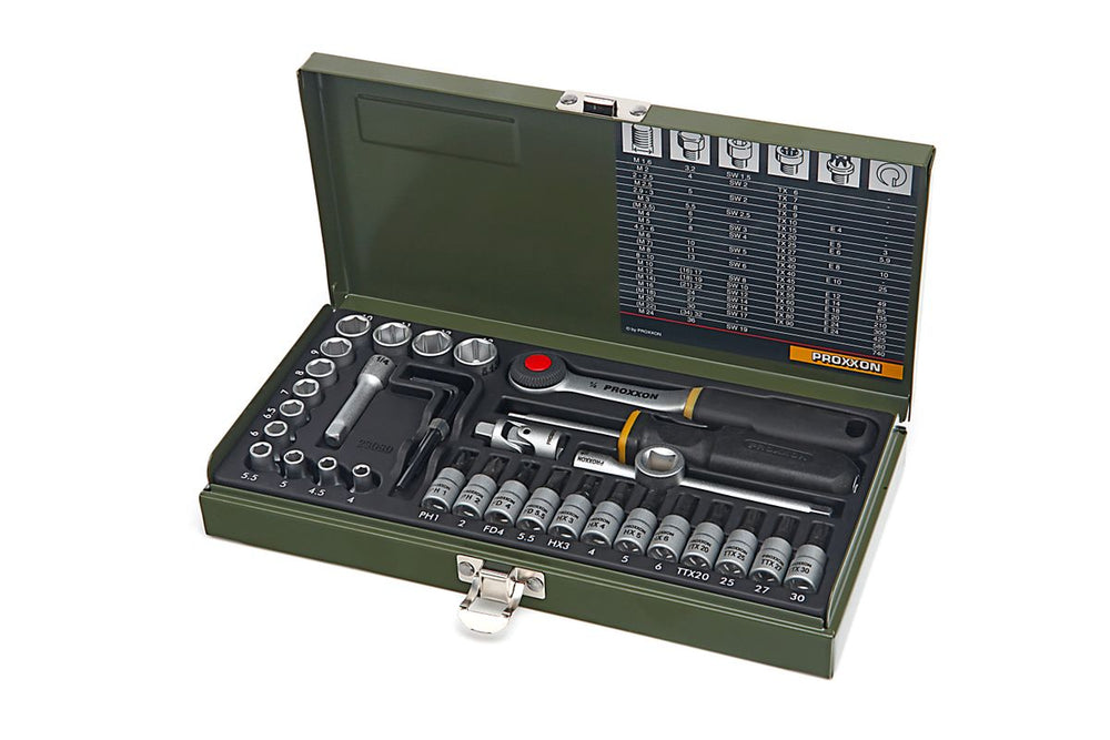 Proxxon 23080 - 36 Piezas Set de Llaves de Vasos 1/4 pulgadas nuevo — Nuevo