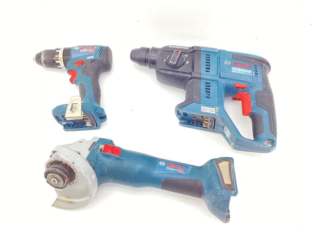 Martillo a Bateria Bosch Gbh 18v-21 Professional + Gsb 18v-45+ Gws 18v-10 de segunda mano · Martillos y percutores — Revisado