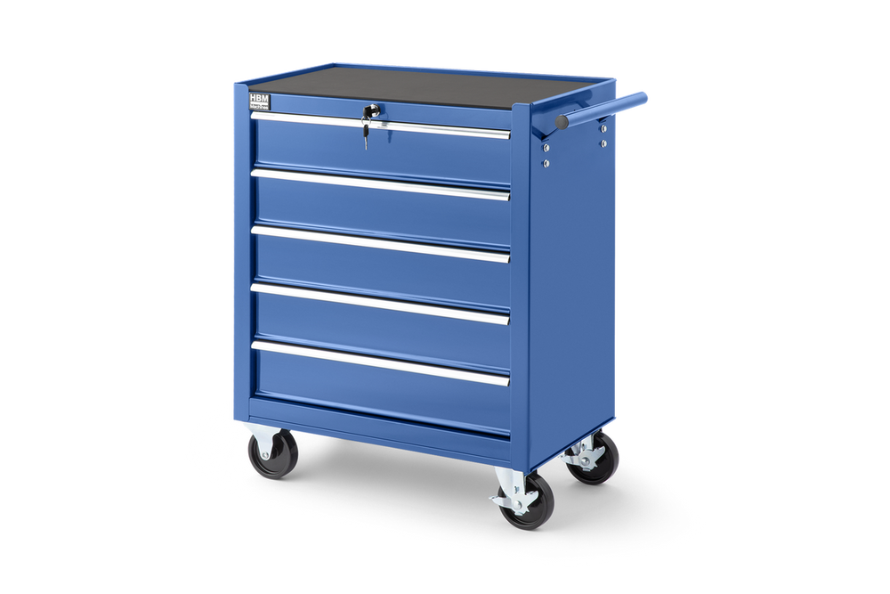 Carro de herramientas HBM 5 cajones, 62 cm, azul nuevo — Nuevo