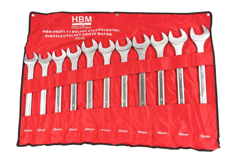 Conjunto de llaves de boca y llaves fijas HBM Profi de 11 piezas de Grandes Tamaños nuevo — Nuevo