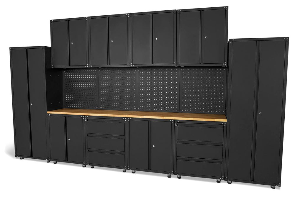 Sistema de taller modular premium HBM, 16 piezas, negro mate nuevo — Nuevo