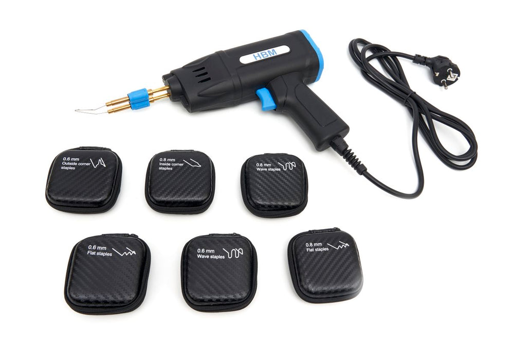 Pistola de clavos Hot de 75 vatios HBM, aparato de soldadura de plástico, kit de reparación de parachoques incluido 300 clavos nuevo — Nuevo