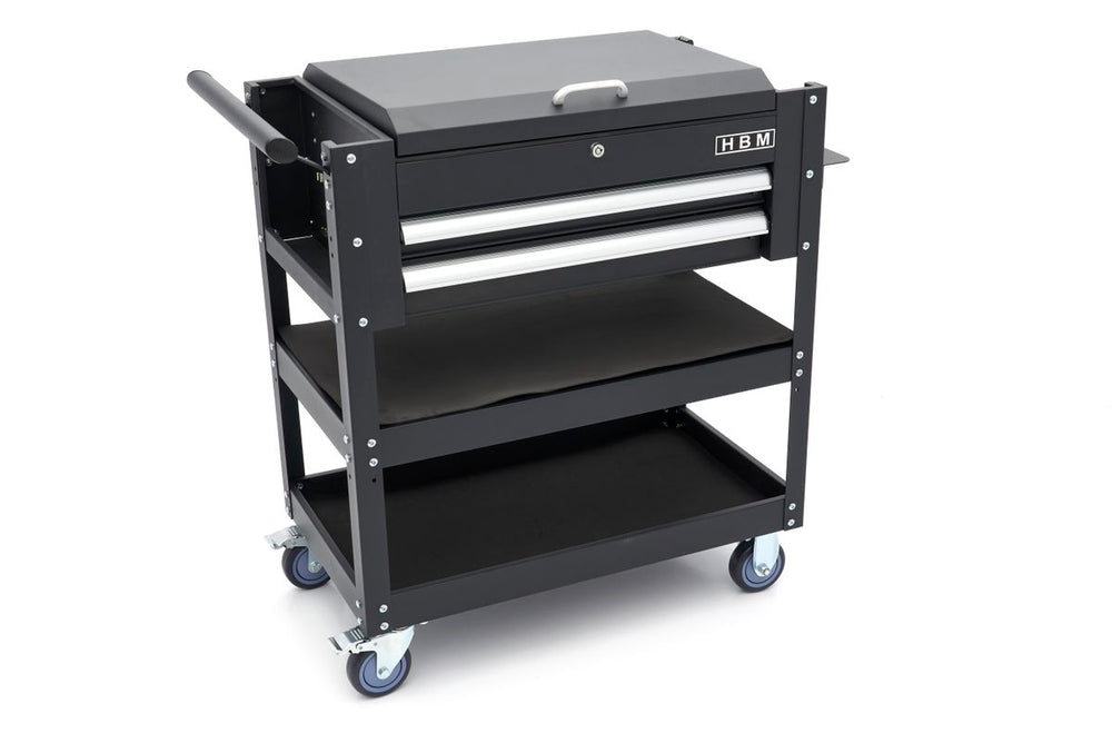 Carro de herramientas HBM con compartimento de almacenamiento, 2 cajones y 2 estantes, 90 cm nuevo — Nuevo