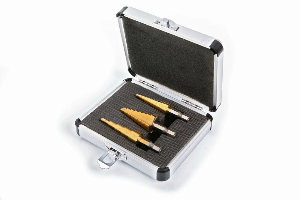 Conjunto de brocas escalonadas HBM de 3 piezas con conexión Hex nuevo — Nuevo