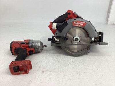 Sierra Circular Milwaukee m18 fcsg66 8.0mah + m18 fhiwf12 de segunda mano · Sierras — Con uso