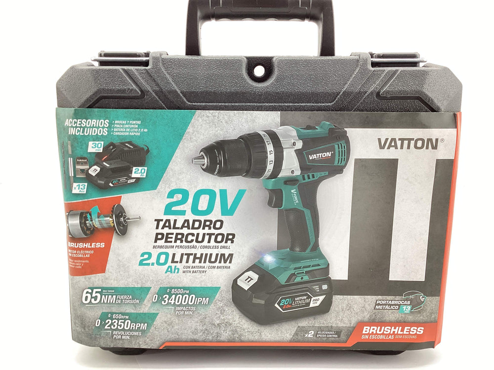 Taladro a Bateria Vatton Taladro Percutor 20v Brushless 2.0ah de segunda mano · Taladros — Revisado
