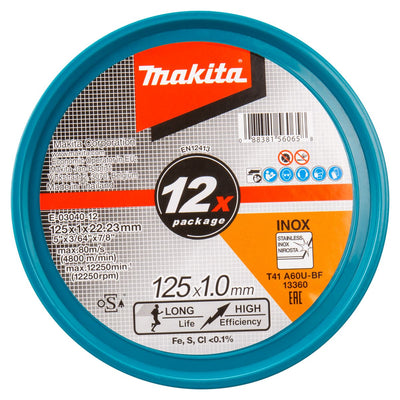 Disco de corte de acero inoxidable Makita de 12 unidades E-03040-12 nuevo — Nuevo