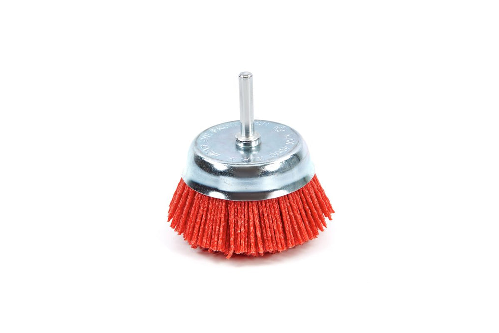 Cepillo de copa de nylon HBM de 75 mm, cepillo de lijado con vástago de 6 mm nuevo — Nuevo
