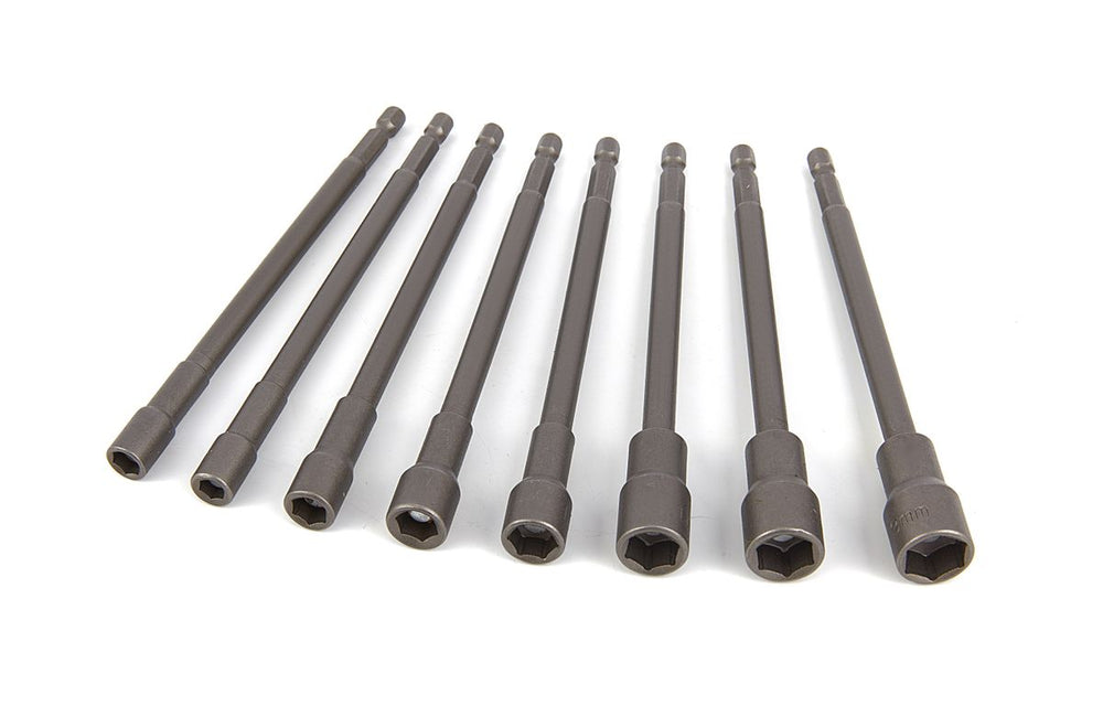 HBM 8 Piezas Extra Largas 150 mm. Juego de llaves de vaso magnéticas con conector Hex nuevo — Nuevo