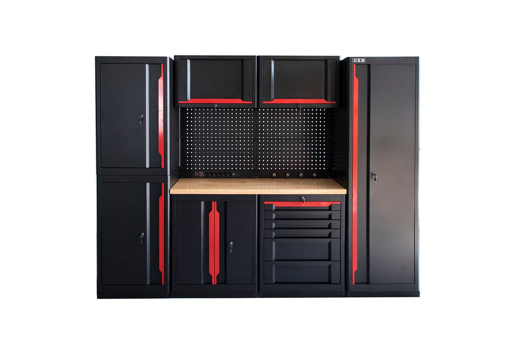 Sistema de trabajo modular HBM expert, 10 piezas, negro y rojo nuevo — Nuevo