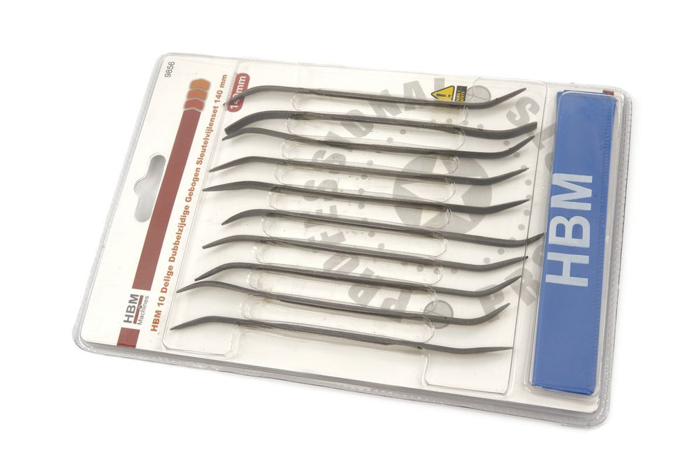 Juego de limas de llave curvadas dobles HBM de 10 piezas 140 mm nuevo — Nuevo
