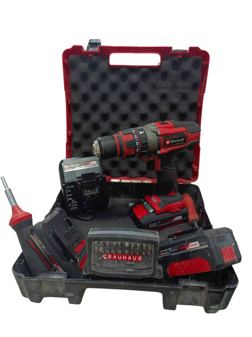 ATORNILLADOR EINHELL TE-CD 18/48 18V + 3 BATERIAS + CARGADOR + PUNTAS + MALETIN de segunda mano · Atornilladores — Como nuevo
