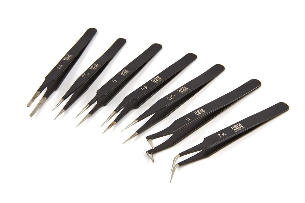 Set de pinzas de acero inoxidable anti magnético de 7 piezas HBM Profesional nuevo — Nuevo