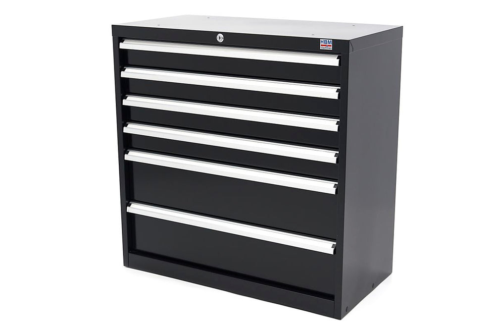Armario de herramientas Profi HBM de 6 cajones 90 x 45 x 90 cm negro nuevo — Nuevo
