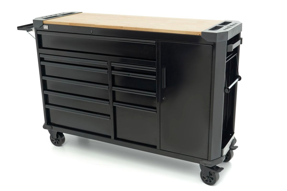 Carro de herramientas HBM de 10 cajones de 147 cm en negro nuevo — Nuevo