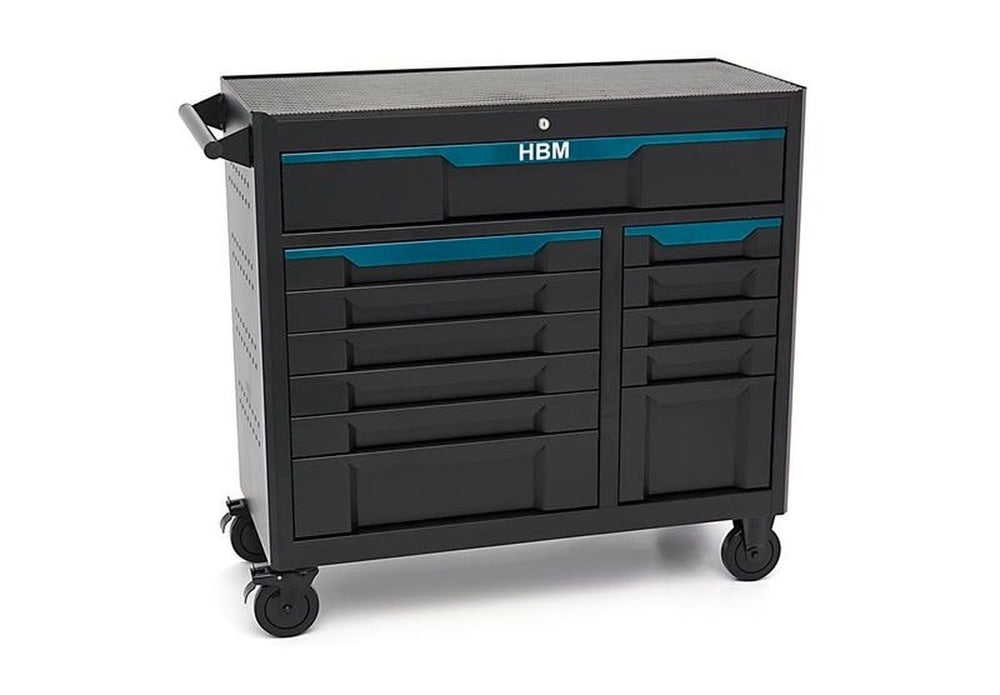 Carro de herramientas HBM 12 cajones, 106 cm, negro azul nuevo — Nuevo