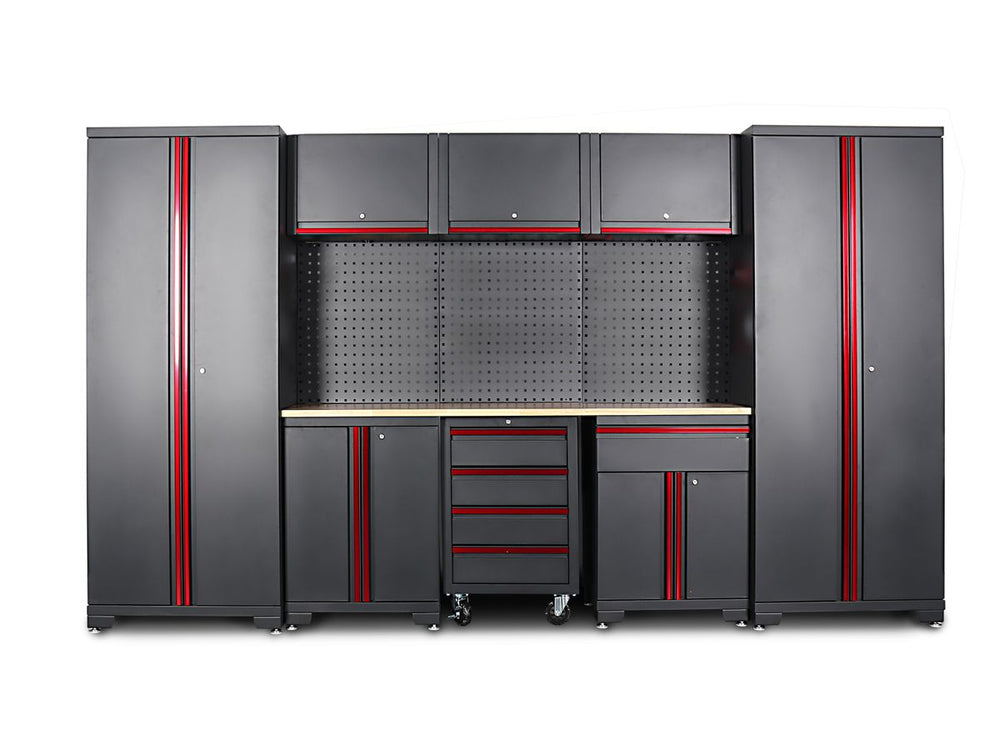 Sistema de banco de trabajo modular HBM, 12 piezas, negro y rojo nuevo — Nuevo