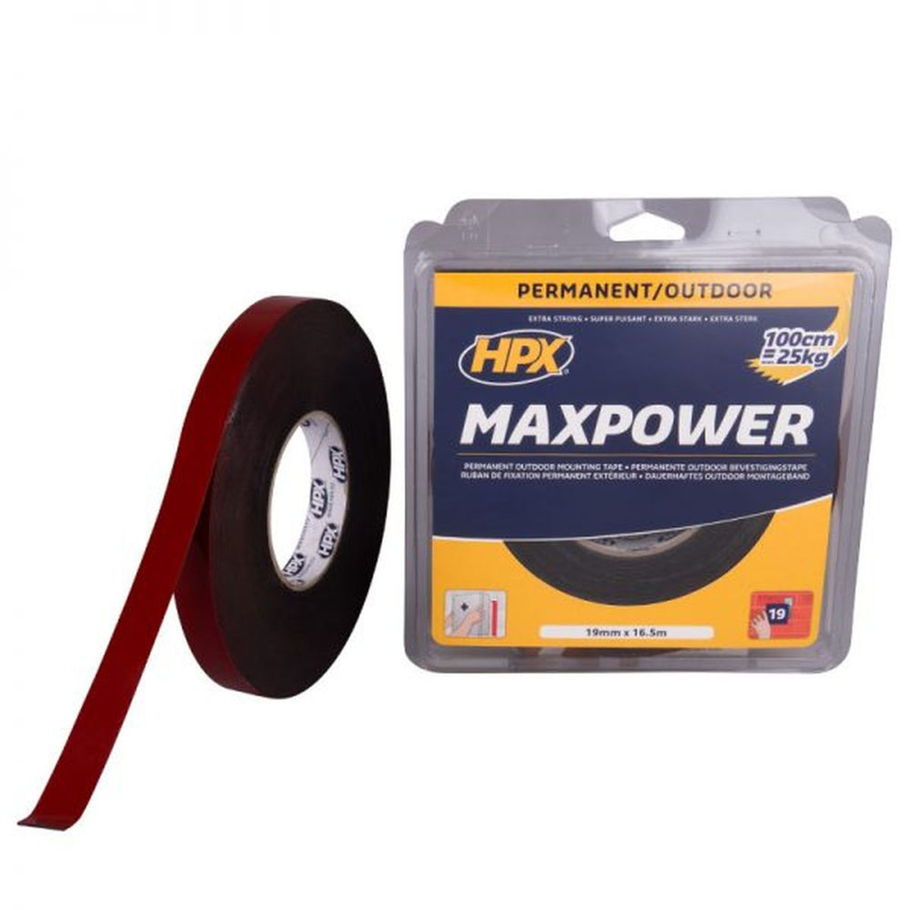 Cinta de sujeción Hpx Max Power Outdoor - negra 19mm x 16,5m nuevo — Nuevo