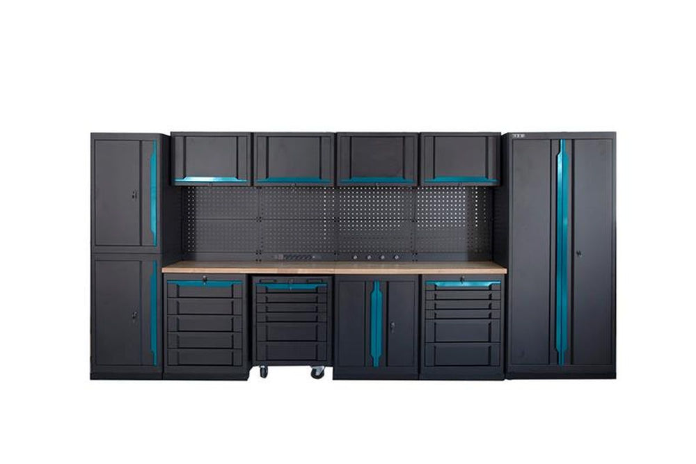 Sistema de banco de trabajo modular HBM experto, 17 piezas, negro azul nuevo — Nuevo
