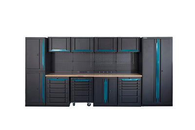 Sistema de banco de trabajo modular HBM experto, 17 piezas, negro azul nuevo — Nuevo