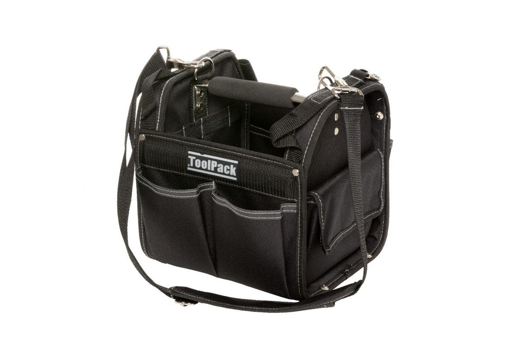 ToolPack Bolsa de Herramientas Compacta, Modelo Cuadrado, Asa Metálica con Agarre Antideslizante, Correa de Transporte Ajustable nuevo — Nuevo