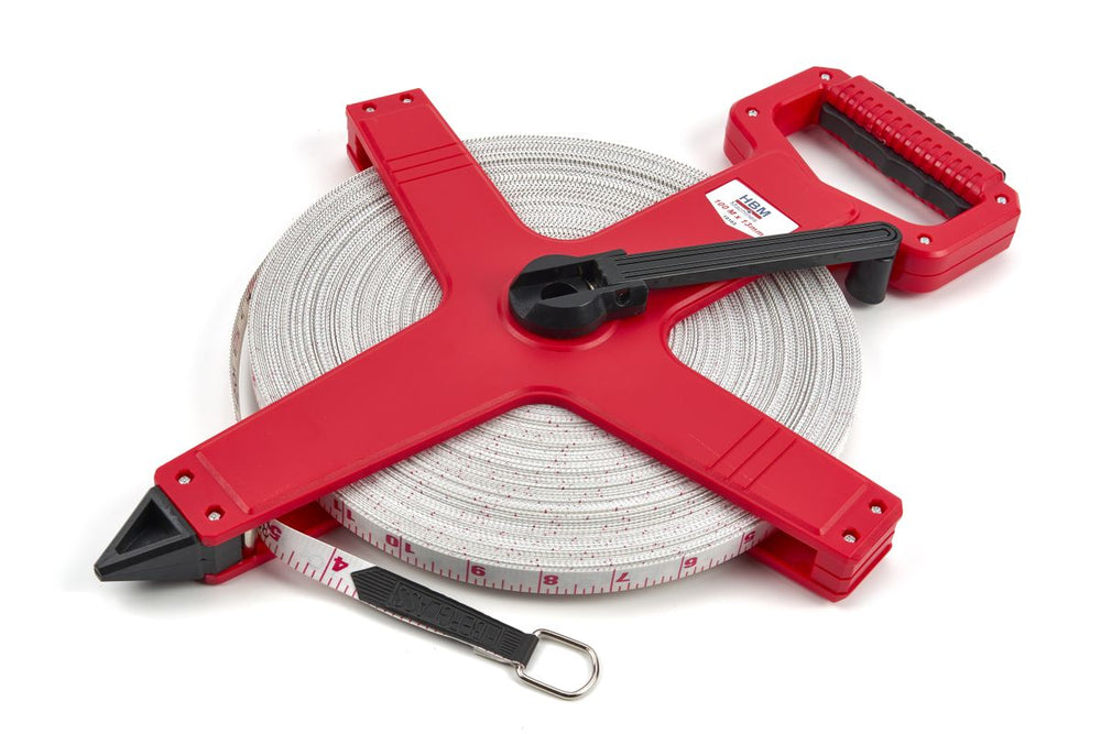 HBM 100 m x 13 mm Cinta de Fibra de Vidrio, Cinta Métrica, Topógrafo nuevo — Nuevo