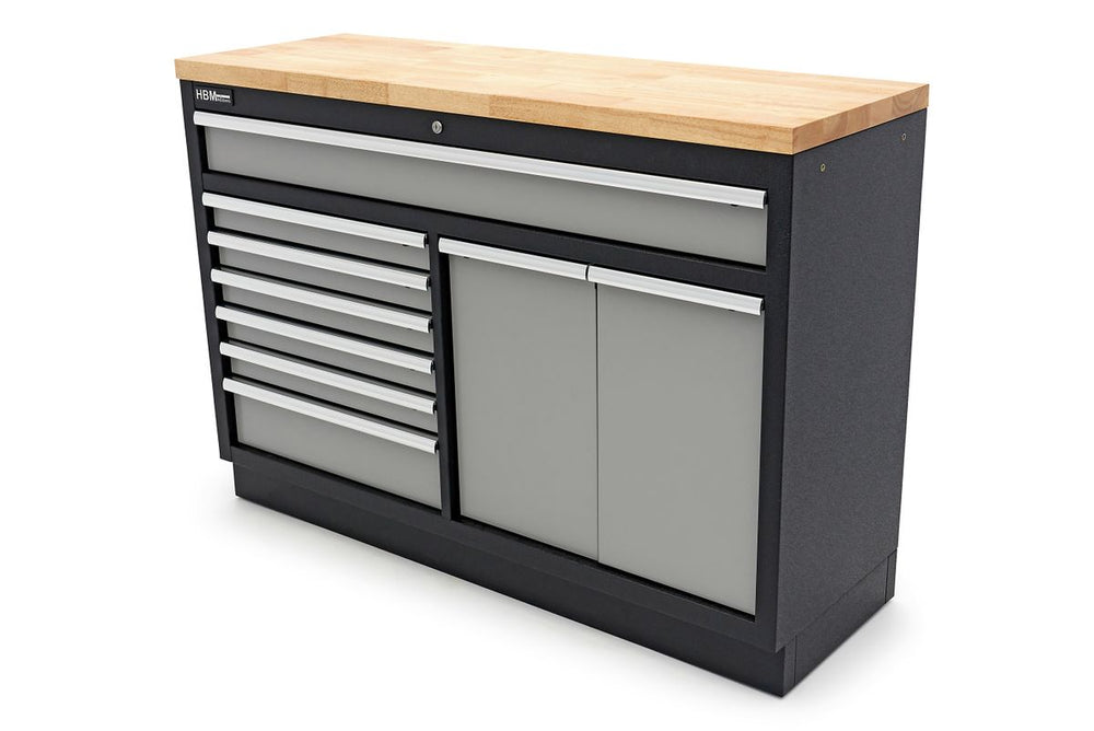 HBM 9 Cajones 136 Cm. Armario de herramientas profesional, banco de trabajo para configuración del lugar de trabajo nuevo — Nuevo
