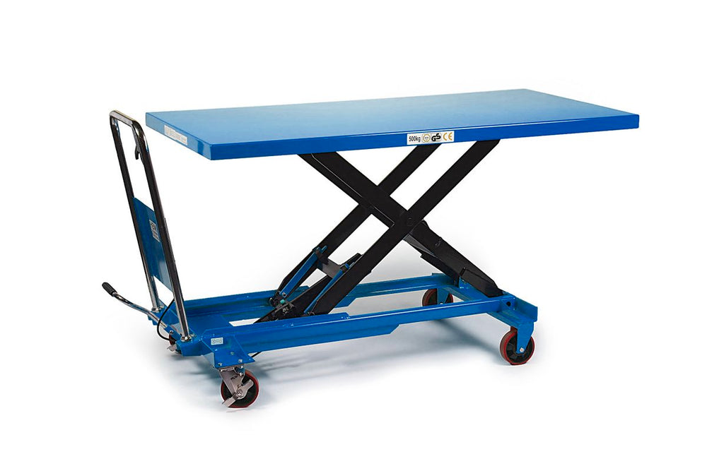 Mesa de trabajo / elevación móvil HBM grande 500 kg, azul nuevo — Nuevo